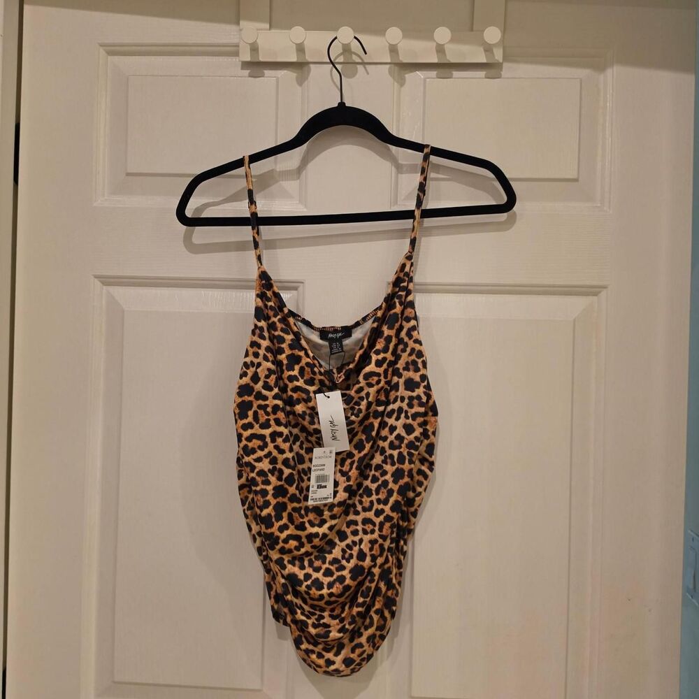 Nasty Gal NWT Leopard Print Cowl Neck Tank